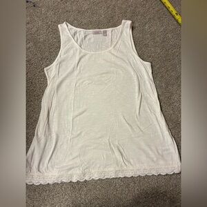 White Lace-Hem Tank Top